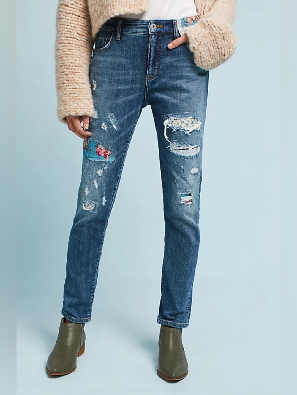 Anthropologie Pilcro Mid-Rise Cropped Relaxed Boyfriend Jean SZ 25